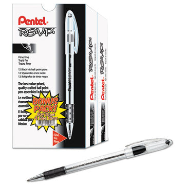 Pentel® R.s.v.p. Ballpoint Pen Value Pack, Stick, Fine 0.7 Mm, Black Ink, Clear-black Barrel, 24-pack freeshipping - TVN Wholesale